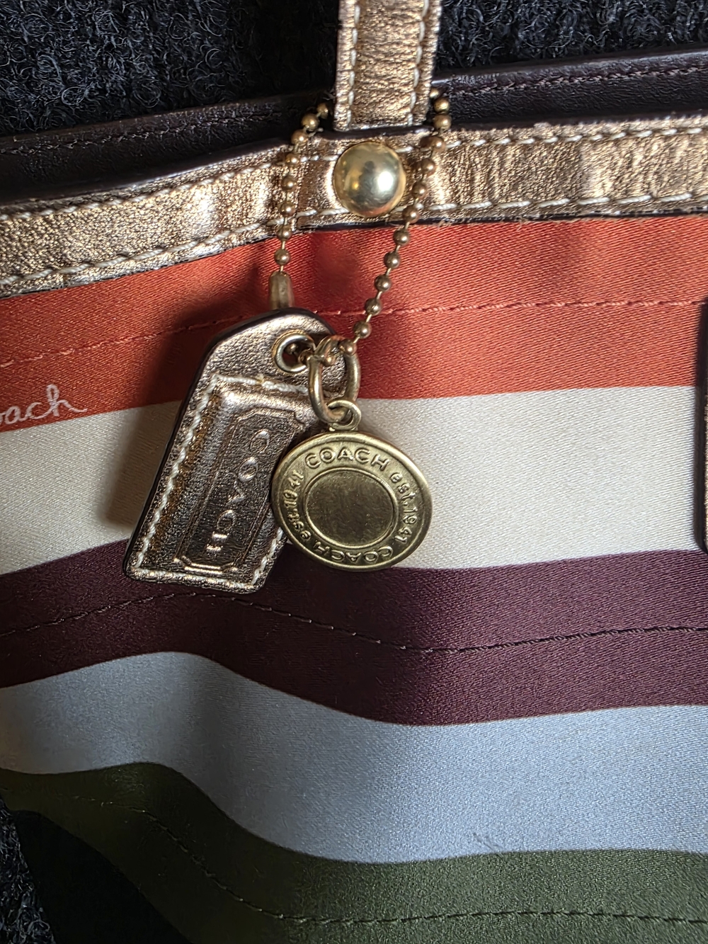 Coach Multicolor Legacy Stripe Tote Bag - Gold Trim - Picture 3 of 15